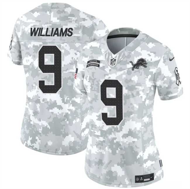 Women%27s Detroit Lions #9 Jameson Williams 2024 F.U.S.E Arctic Camo Salute To Service Limited Stitched Jersey Dzhi